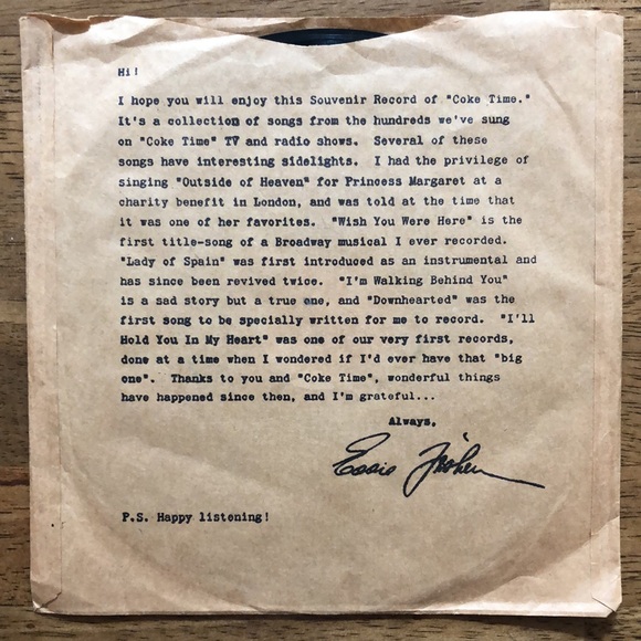 Eddie Fisher Vinyl 45 Record Coke Time 1953 - Picture 2 of 6